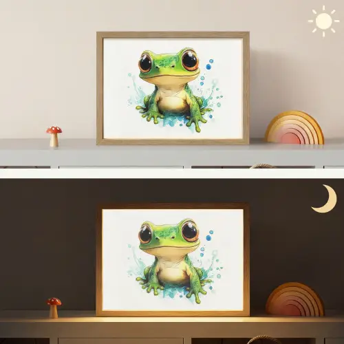 Kikker - Groen - Water - Dieren Light Box met batterij (Wandlamp kind) middel -sfeer3_kind