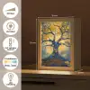Boom - Levensboom - Blauw - Goud Light Box met kabel (Tafellamp) klein -USP_NL
