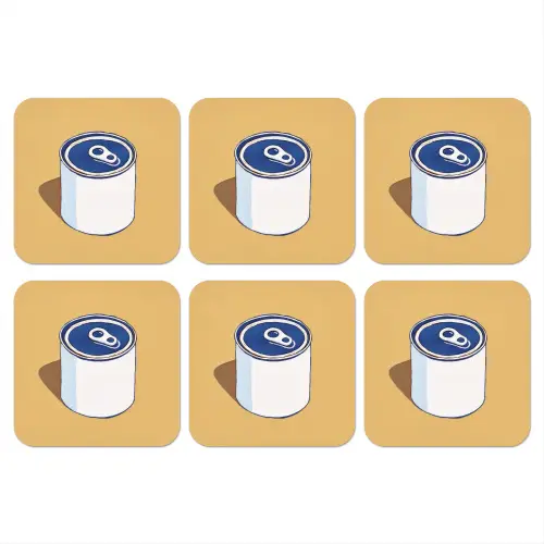 Blikje - Minimalistisch - Blauw - Illustratie onderzetter kurk middel -3d