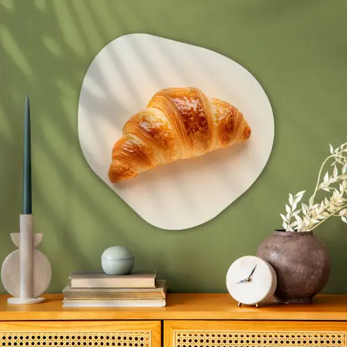 Croissant - Brood - Beige Wandcirkel Organisch Plexiglas middel -sfeer2