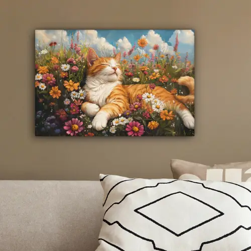Kat - Bloemen - Ontspannen canvas 2cm klein -sfeer3