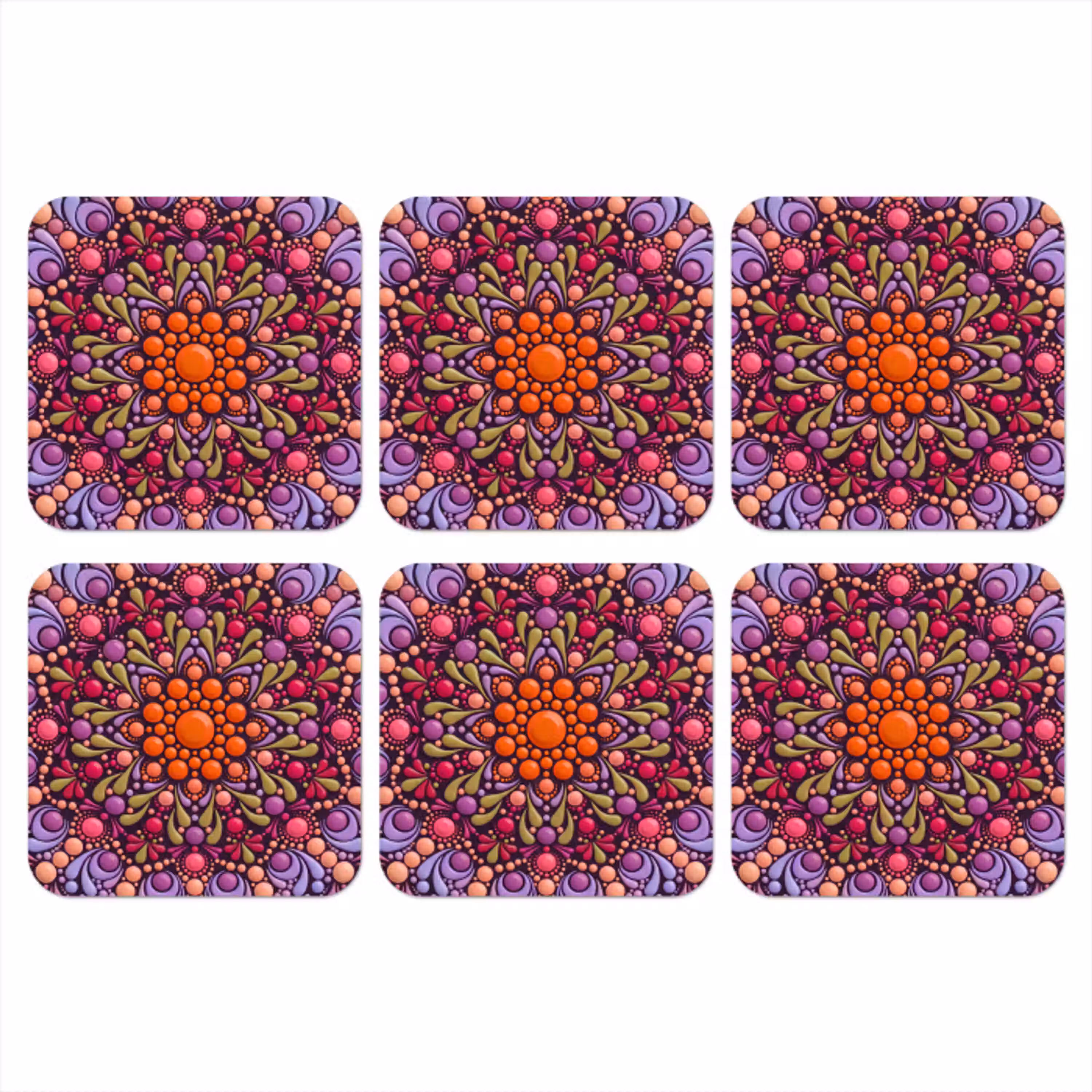 Patroon - Stippen - Abstract - Modern - Kleurrijk onderzetter kurk middel -3d