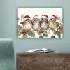 Uilen - Tak - Hulstblaadjes - Kerstmuts canvas 2cm klein -sfeer4