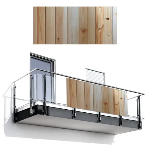 Hout - Planken - Licht Balkonbeschermer Duitsland klein -3d