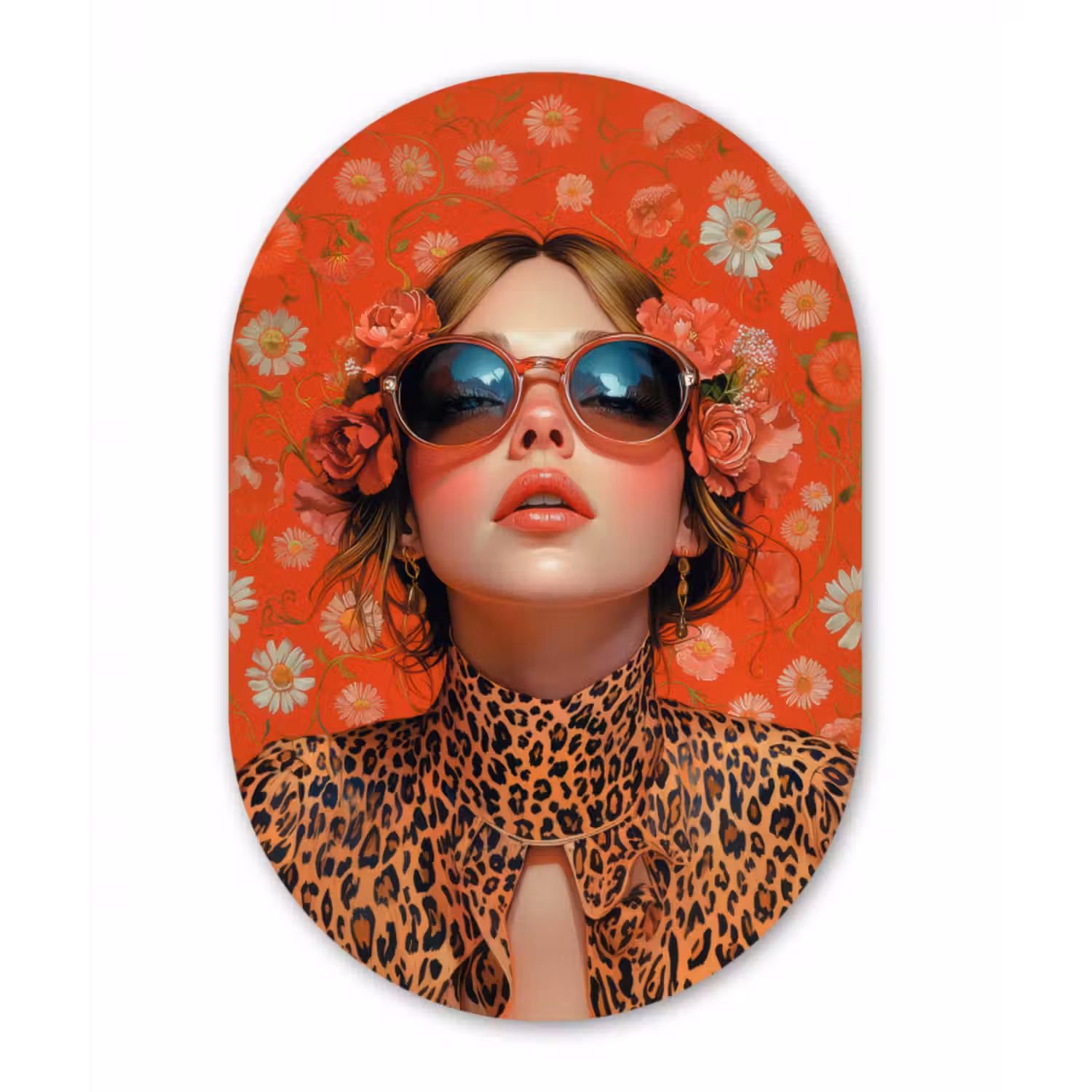 Forexbild Oval - Frau - Bunt - Tiermuster - Blumen