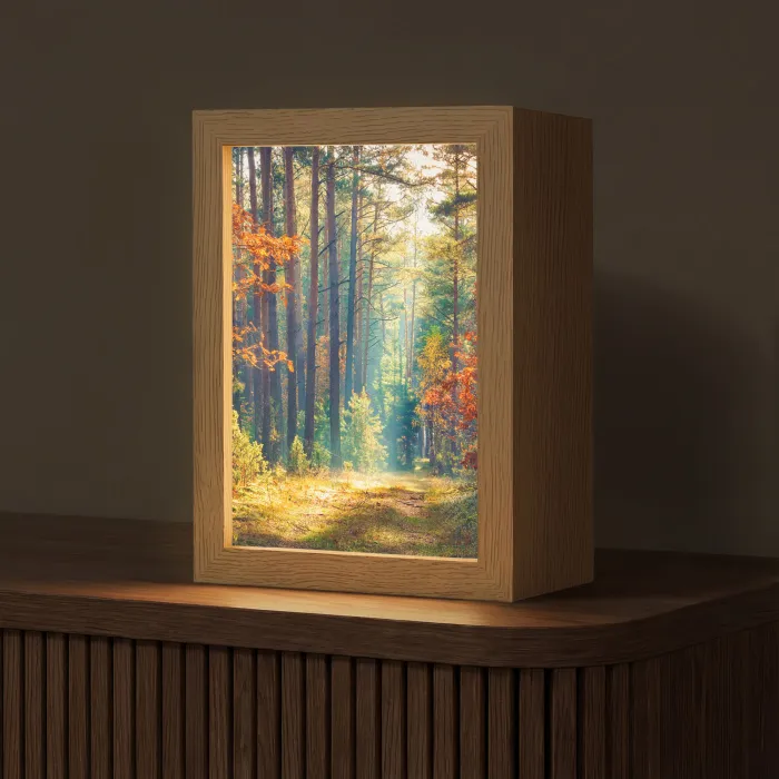 Bos - Zon - Natuur - Herfst Light Box met kabel (Tafellamp) klein -z3d_website