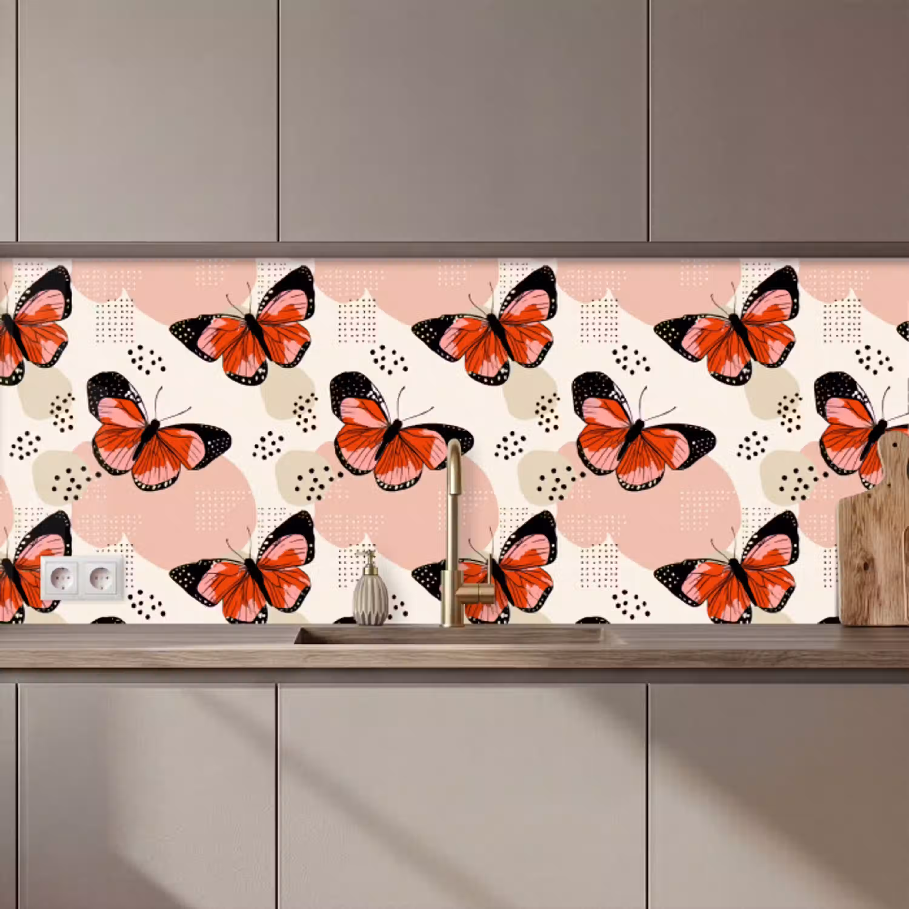 Vlinders - Retro - Kleurrijk keuken achterwand 2 middel 871 zz_3dshopping