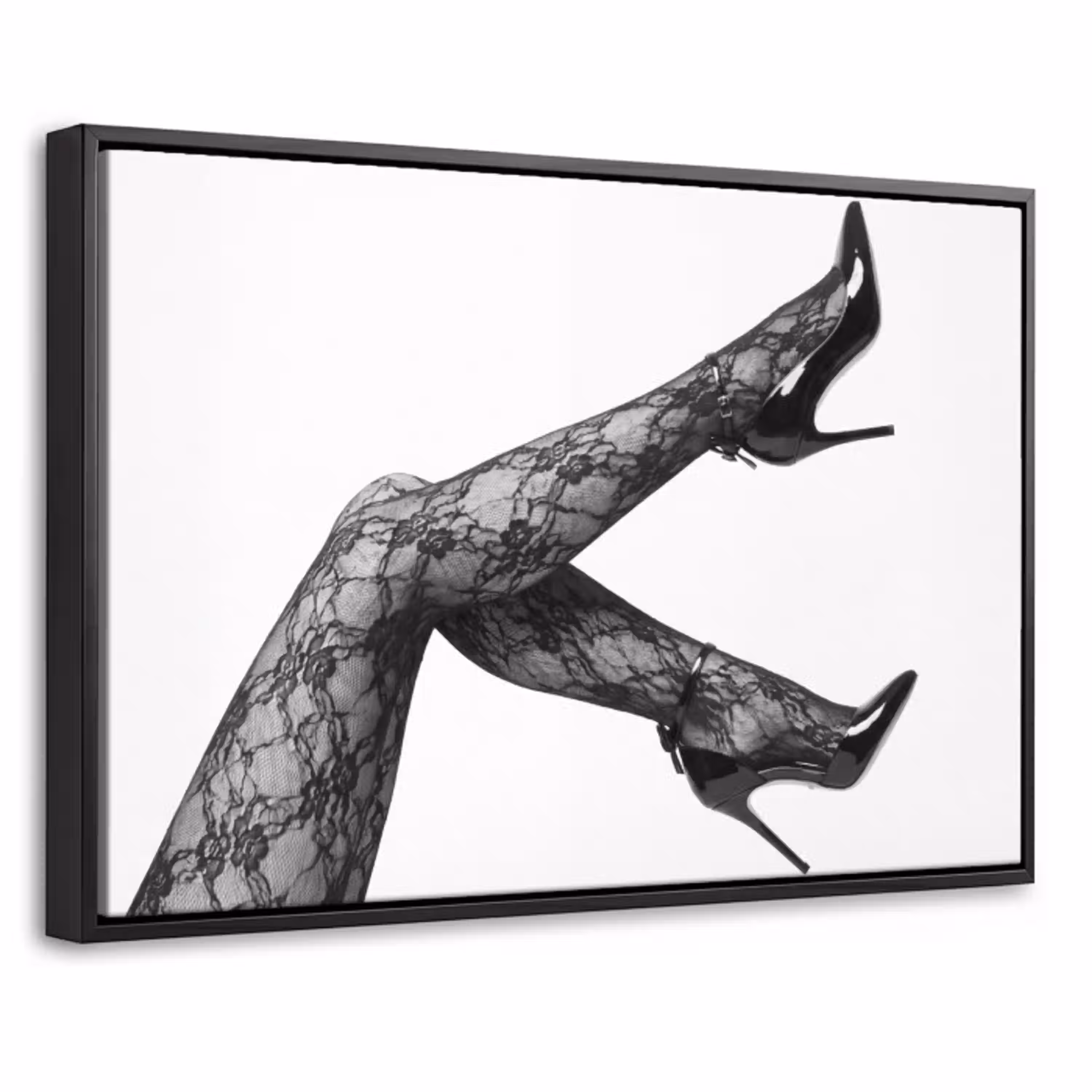 Benen - Kant - Hakken - Zwart - Wit - Uitdagend Canvas met baklijst klein -threedimensional_3d_global