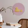 Eendjes - Vrolijk - Roze Akoestische PET Vilt - Rond klein -sfeer3