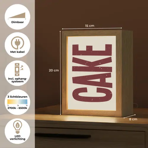Red - Cake - Decoratie - Eten Light Box met kabel (Tafellamp) klein -USP_NL