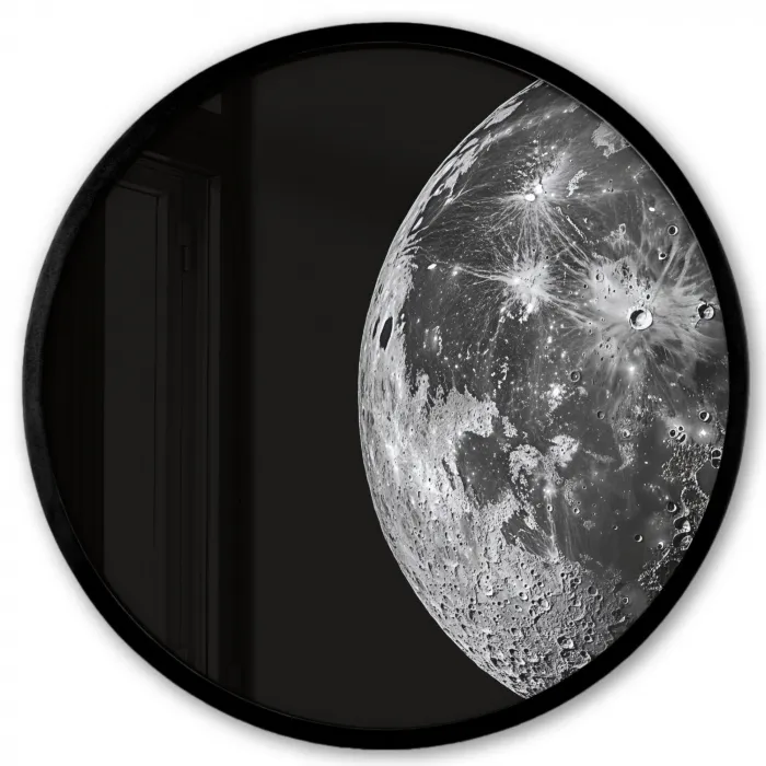 Close-up - Maan - Wit - Textuur Fotolijst rond zonder passe partout klein -3d