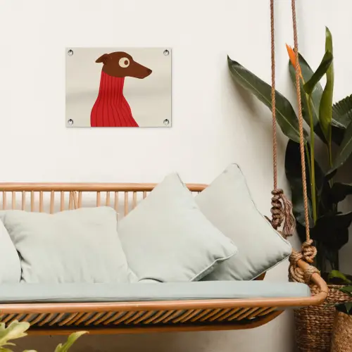 Silhouet - Hond - Trui - Rood tuinposter los doek klein -sfeer7
