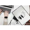 Bladeren - Zwart - Lotusbloem - Minimalitisch laptophoes neopreen klein -bureau