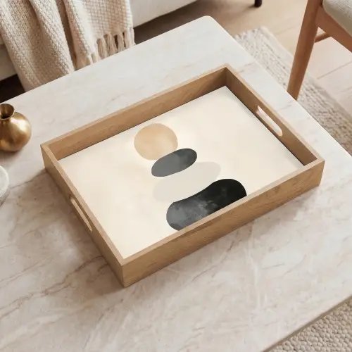 Japandi - Wabi sabi - Beige Dienblad Rechthoek middel -sfeer1