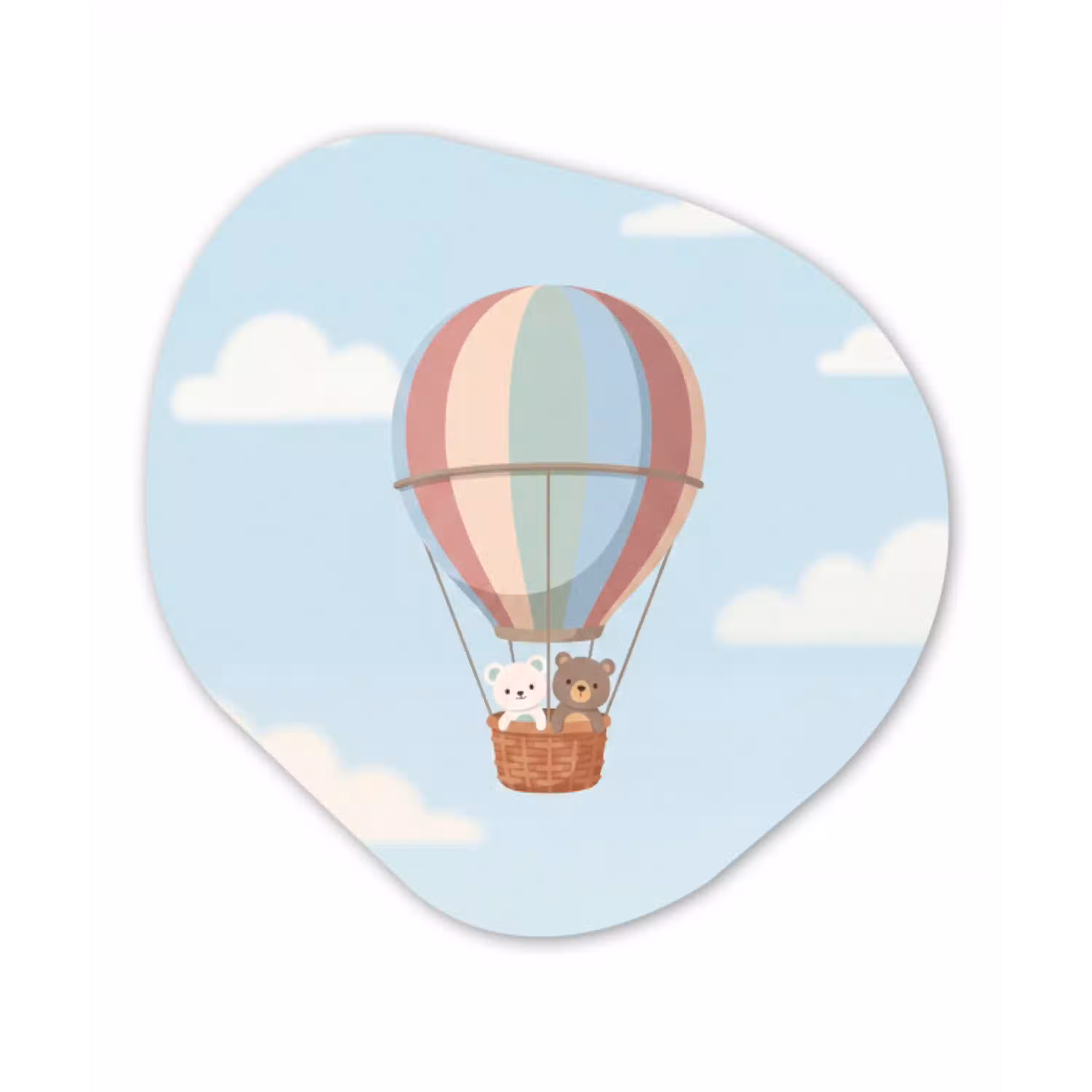 Luchtballon - Beren - Pastel Wandcirkel Organisch Forex 3mm klein -3d