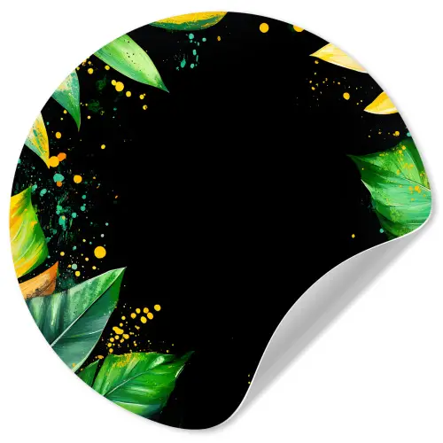Bladeren - Groen - Geel - Verf - Jungle Wandcirkel behangsticker klein -3d