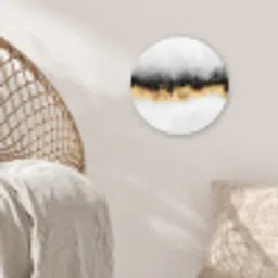 Goud - Chic - Abstract - Zwart - Wit - Luxe Wandcirkel kunststof plaat 5mm dik klein -sfeer5