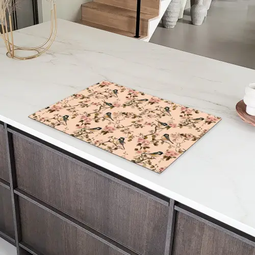 Bloesem - Koolmees - Roze Inductie beschermer vinyl 3mm klein 276 -sfeer8