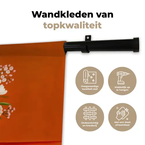 Vaas - Bloemen - Oranje Wandkleed katoen klein -sfeer2