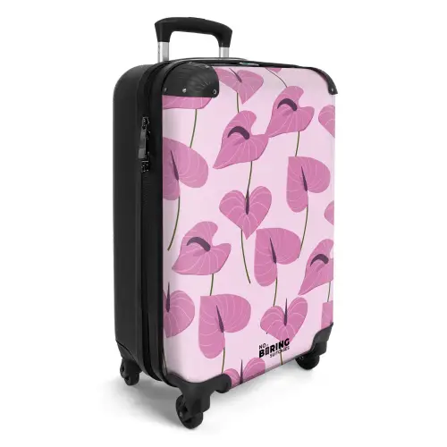 Summer memories - Roze anthurium patroon NBS - Handbagage koffer - Kinderen Unisex middel -productfoto_3d