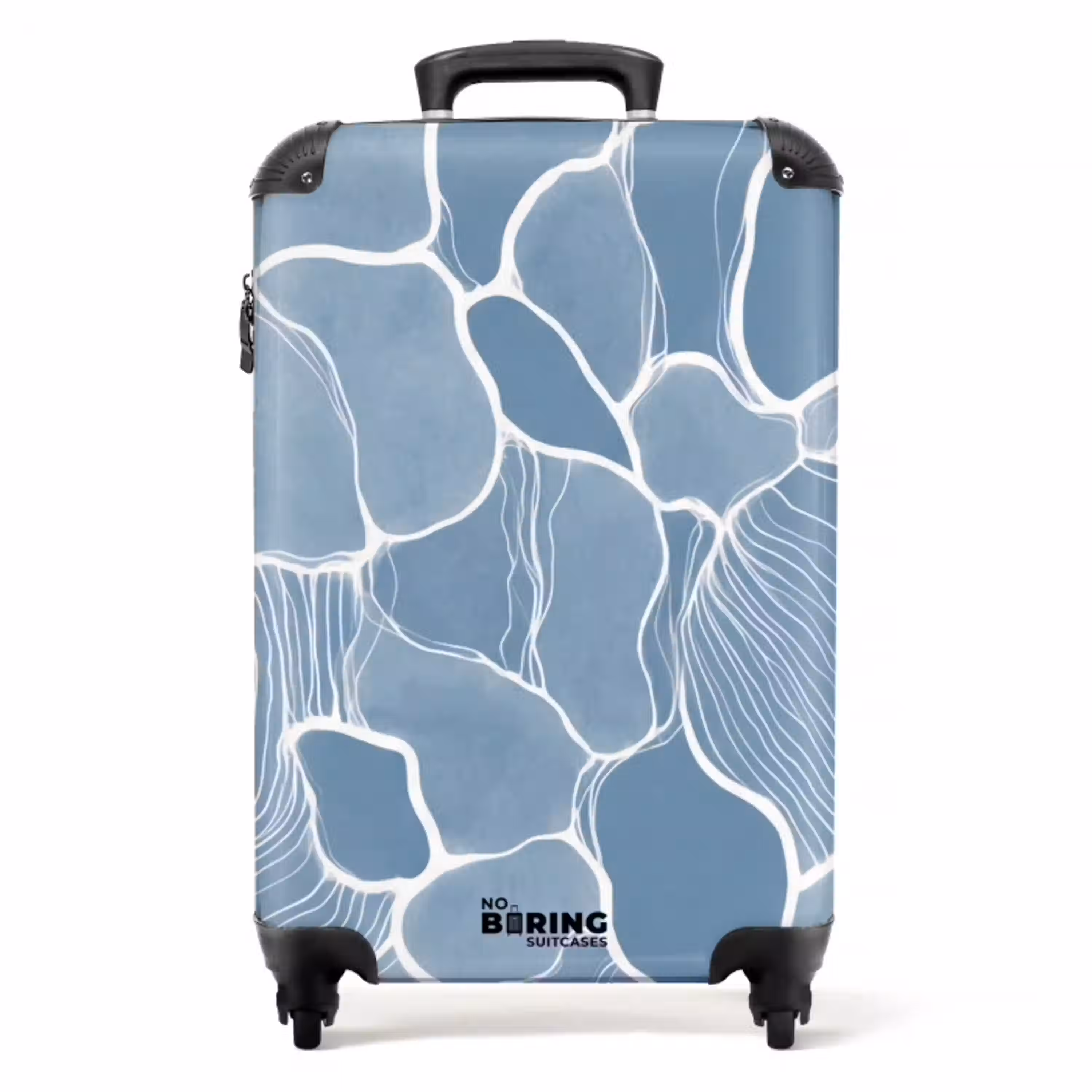 Abstract - Blauw - Bladeren NBS - Handbagage koffer - Volwassenen Unisex middel -productfoto_recht
