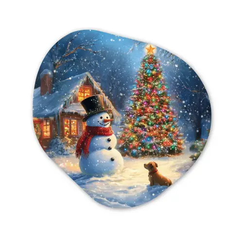 Kerstwonder - Winteravond - Kleurrijk Wandcirkel Organisch Forex 3mm klein -3d