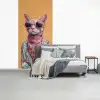 Zonnebril - Kat - Sjaal - Bloemen fotobehang vinyl groot -slaapkamer