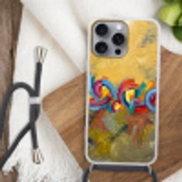 Abstract - Cirkels - Schilderij - Kleurrijk - Dynamisch Hoesje iPhone 16 Pro Max met koord klein -sfeer4