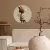 Vos - Gele bloemen - Minimalistisch Wandcirkel behangsticker klein -sfeer1