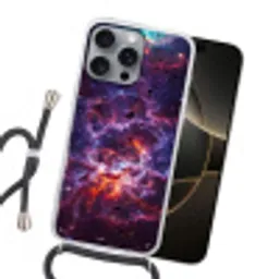 Space - Stars - Abstract - Colorful Hoesje iPhone 16 Pro Max met koord klein -sfeer1
