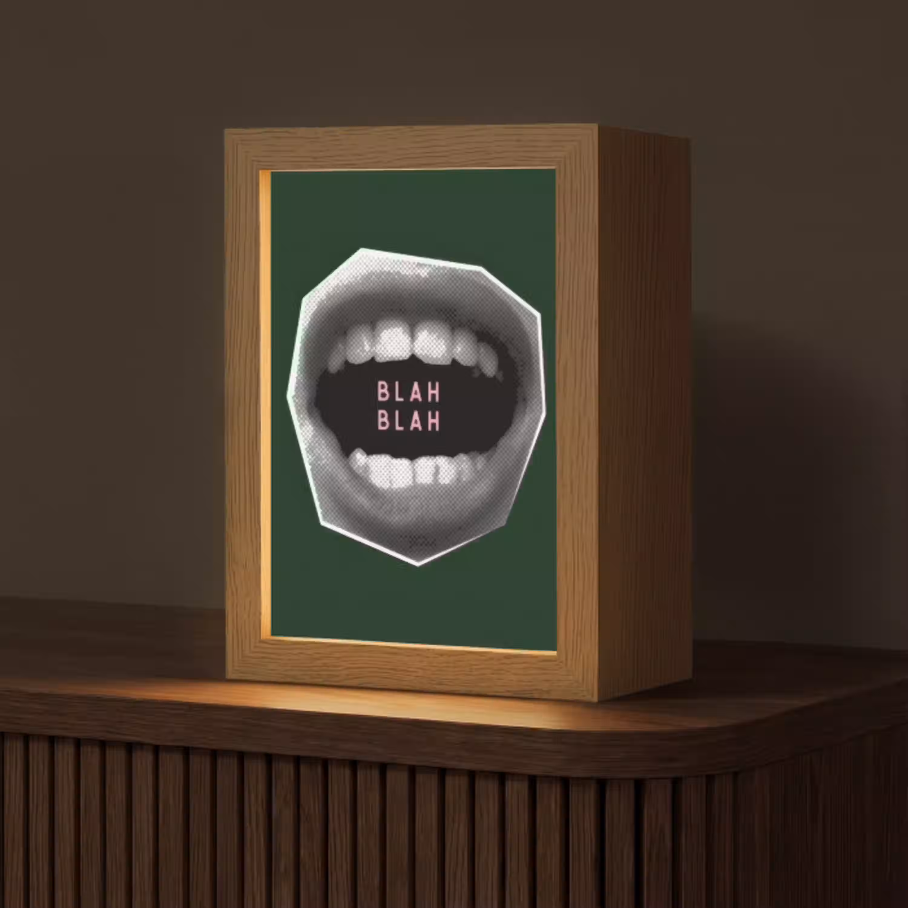 Mond - Groen - Illustratie - BLAH BLAH Light Box met kabel (Tafellamp) klein -z3d_website