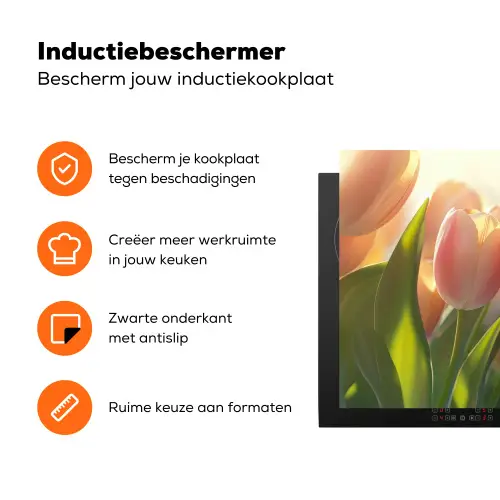 Tulpen - Roze - Zonnestralen Inductie beschermer vinyl 3mm klein -zzzzzzz-td-ups