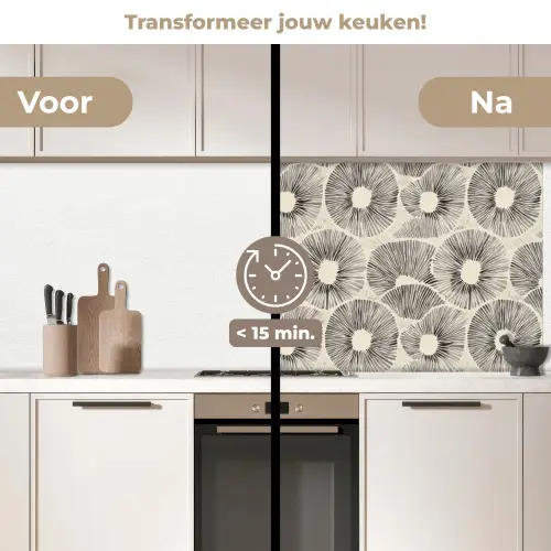 Cirkels - Patroon - Zwart keuken achterwand 2 middel 871 -voor-na2_NL