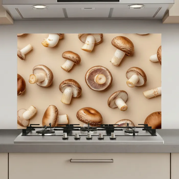 Kastanje Champignons - Beige keuken achterwand spatscherm klein -3d_website