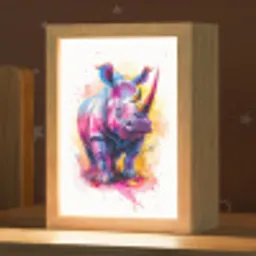 Neushoorn - Kleurrijk - Verf - Dieren Light Box met kabel klein -zzz_3d_website