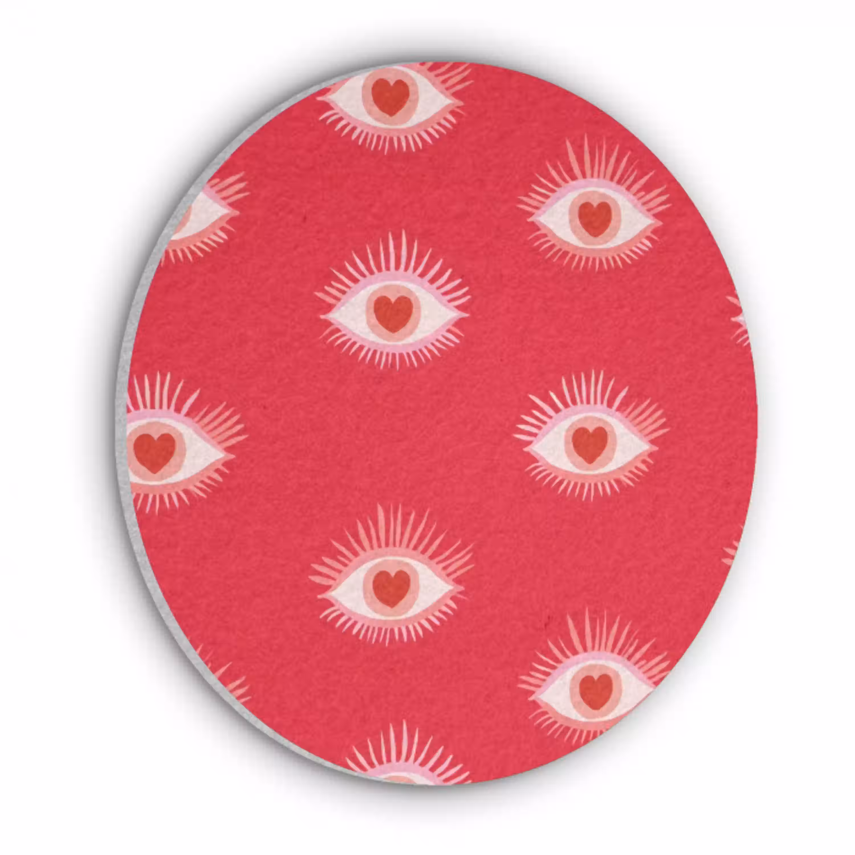 Ogen - Hart - Abstract - Rood - Roze Akoestische PET Vilt - Rond klein 838 -3d