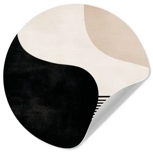 Abstract - Japandi - Beige - Modern Wandcirkel behangsticker klein -3d
