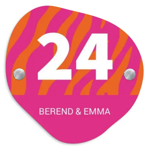Fel - Zebra - Klassiek Naambord Organisch middel -3d