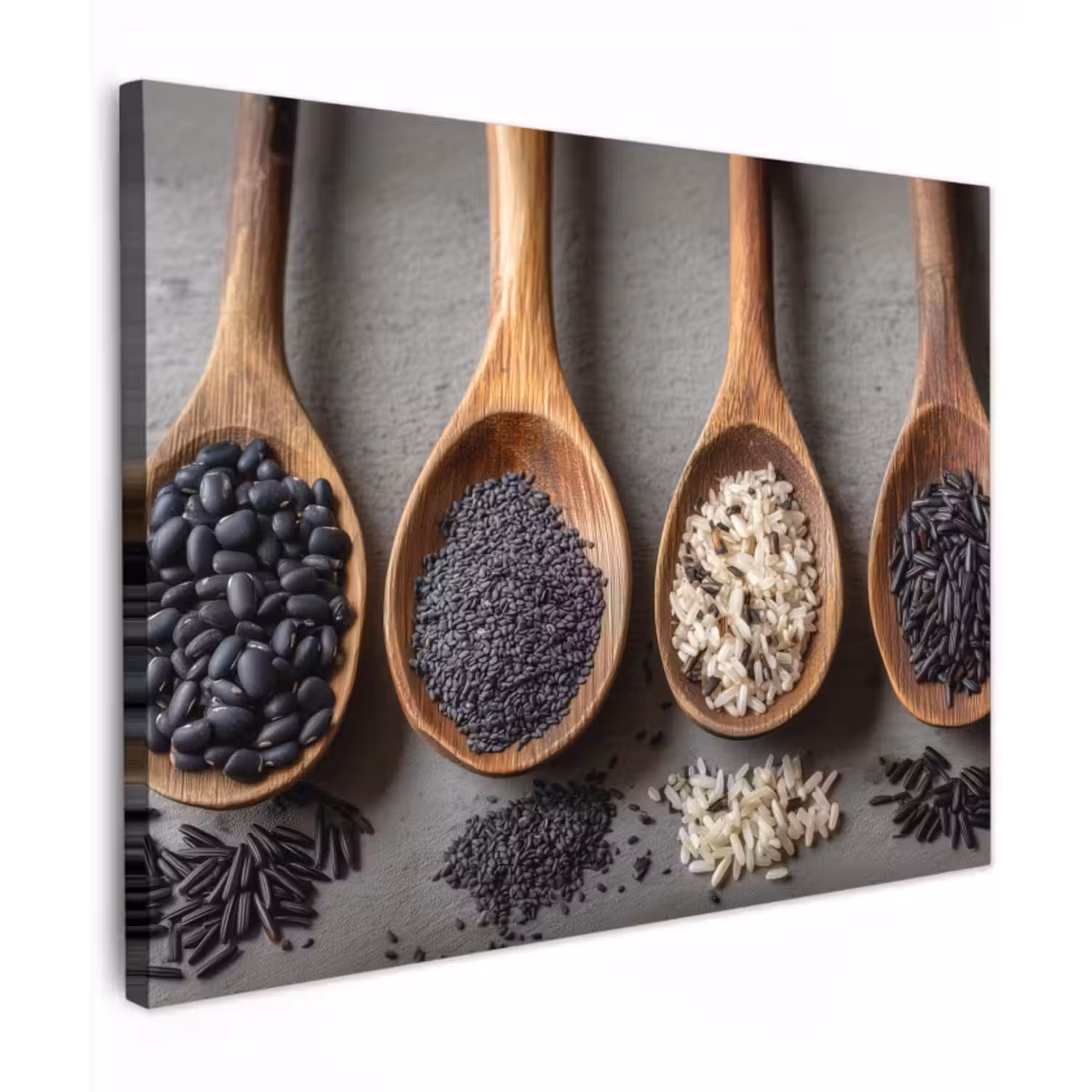 Canvas Print - Wooden - Spoons - Rice - Seeds