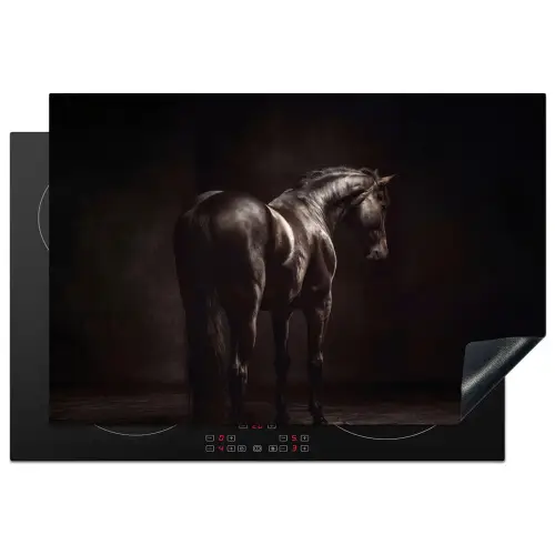Krachtig - Paard - Donker Inductie beschermer vinyl 3mm klein -3d