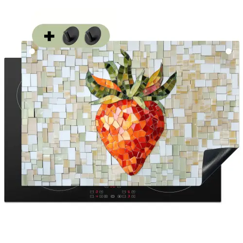 Aardbei - Rood - Mozaïek - Fruit Inductie beschemer met haakjes klein -3d