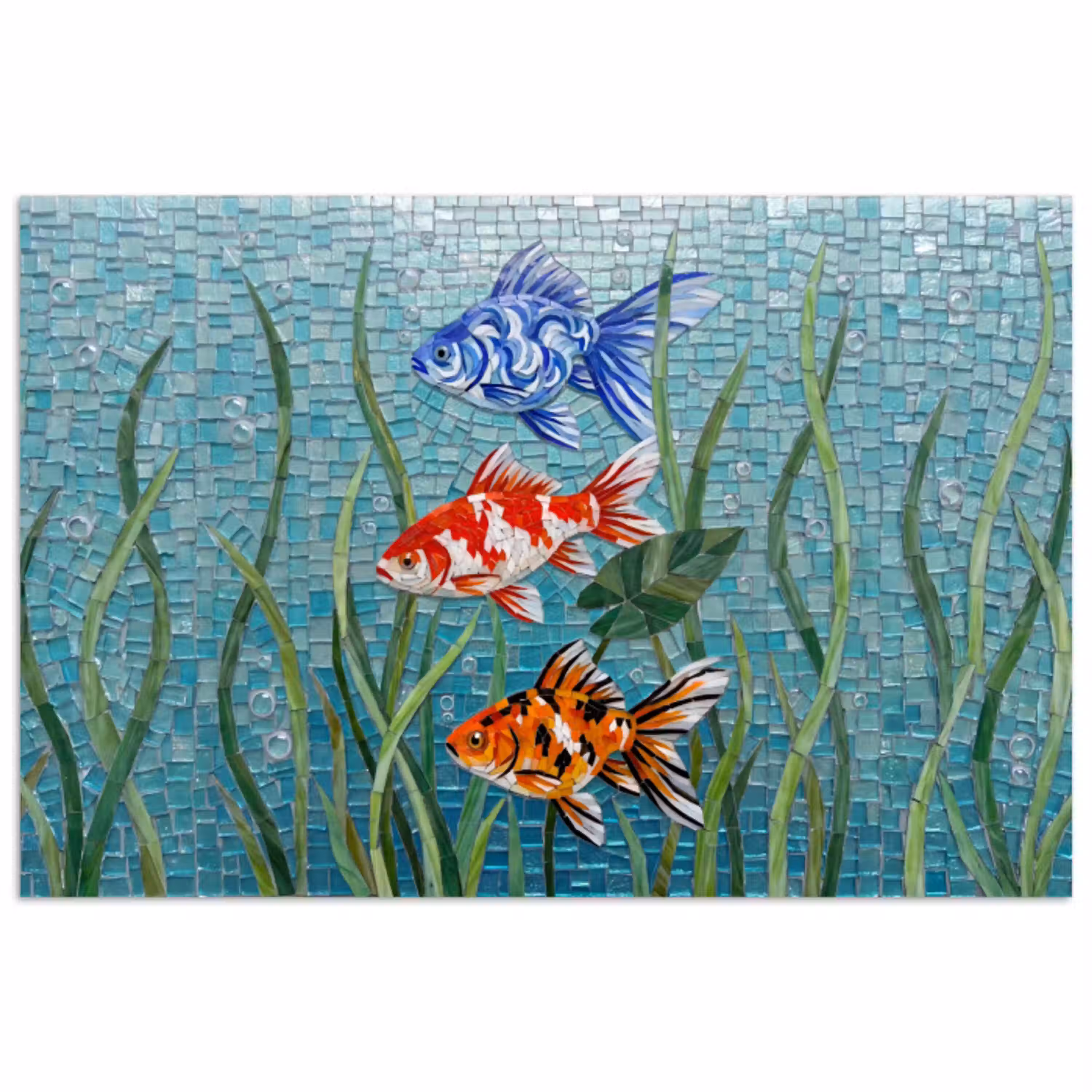 Vis - Mozaïek - Onderwater - Kleurrijk - Dieren poster papier klein -3d