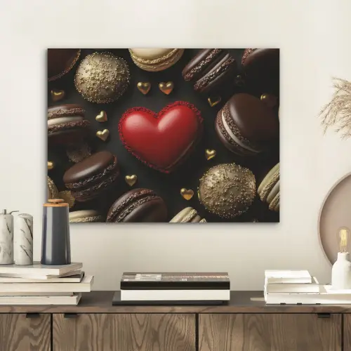 Macarons - Rood - Hart PET vilt klein -sfeer1
