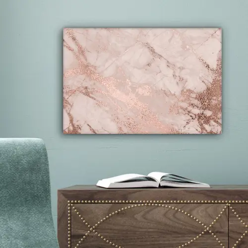 Marmer - Roze - Luxe - Marmerlook - Glitter - Design canvas 2cm klein -sfeer4