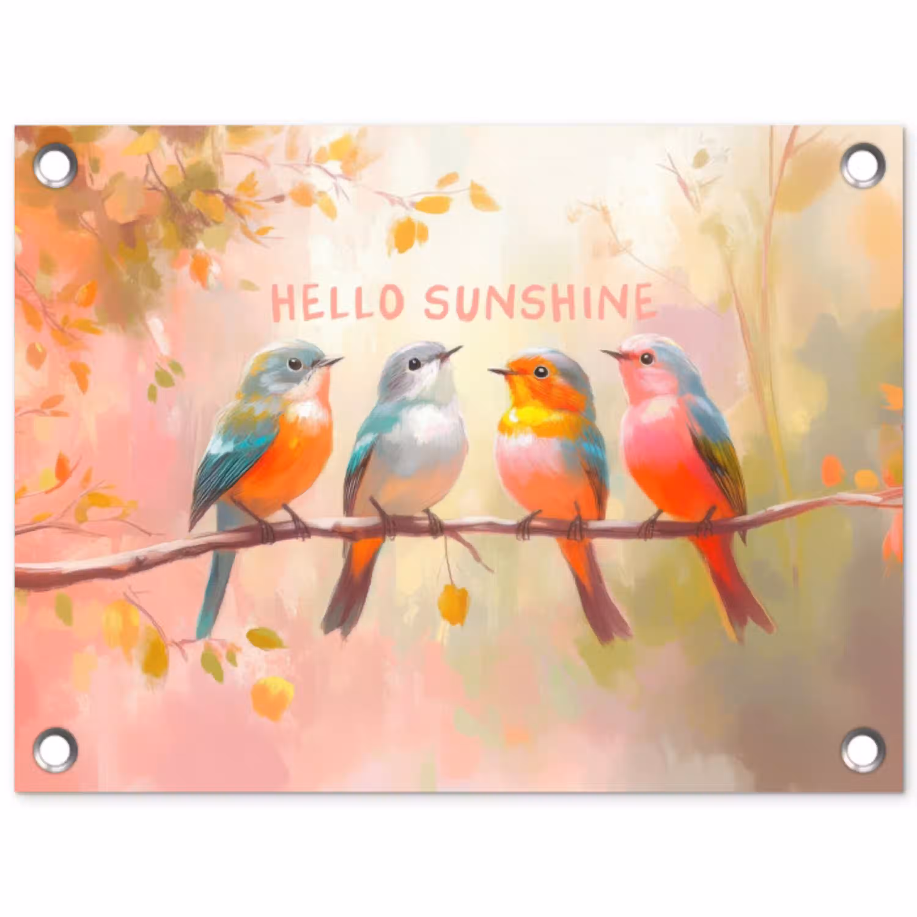 Vogels - Tak - Quote - Roze tuinposter los doek klein -3d