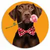 Hond - Oranje - Roos - Valentijn Wandcirkel kunststof plaat 5mm dik klein -3d