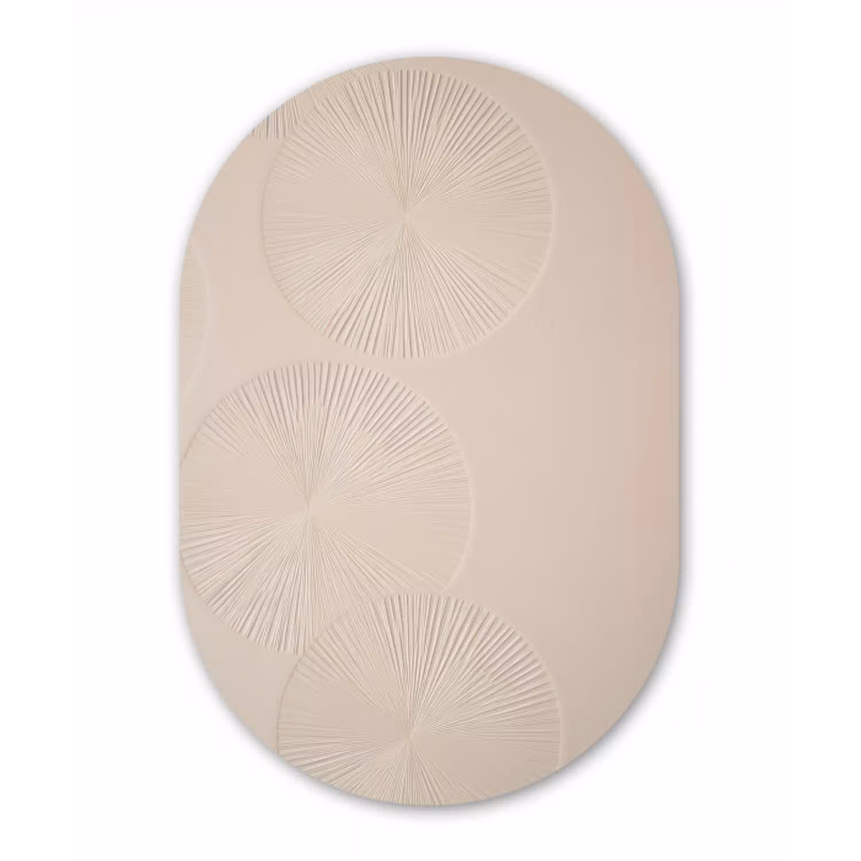 Japandi - Beige - Modern Wandcirkel Ovaal Glas middel -3d