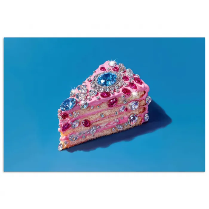 Taart - Edelstenen - Glitters - Roze poster papier klein -3d