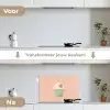 Bakje - Ijs - Aardbei - Roze keuken achterwand spatscherm klein -voor_na_NL