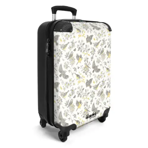 Klassiek vogel en bloemen patroon geel NBS - Handbagage koffer - Kinderen Unisex middel -productfoto_3d